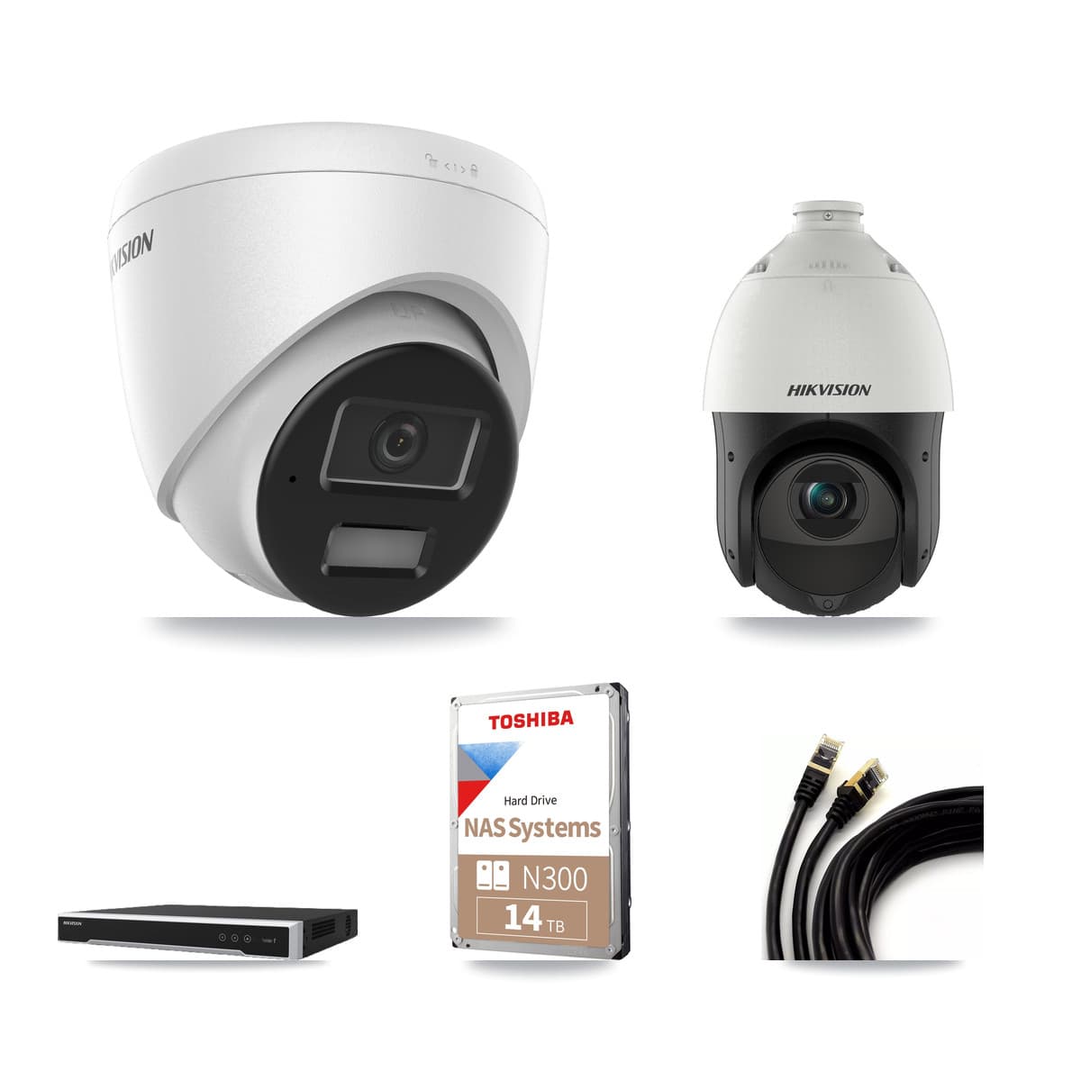 Hikvision 16-Channel 4MP CCTV Kit — 10 Turret + 1 PTZ Cameras + 14TB Recording