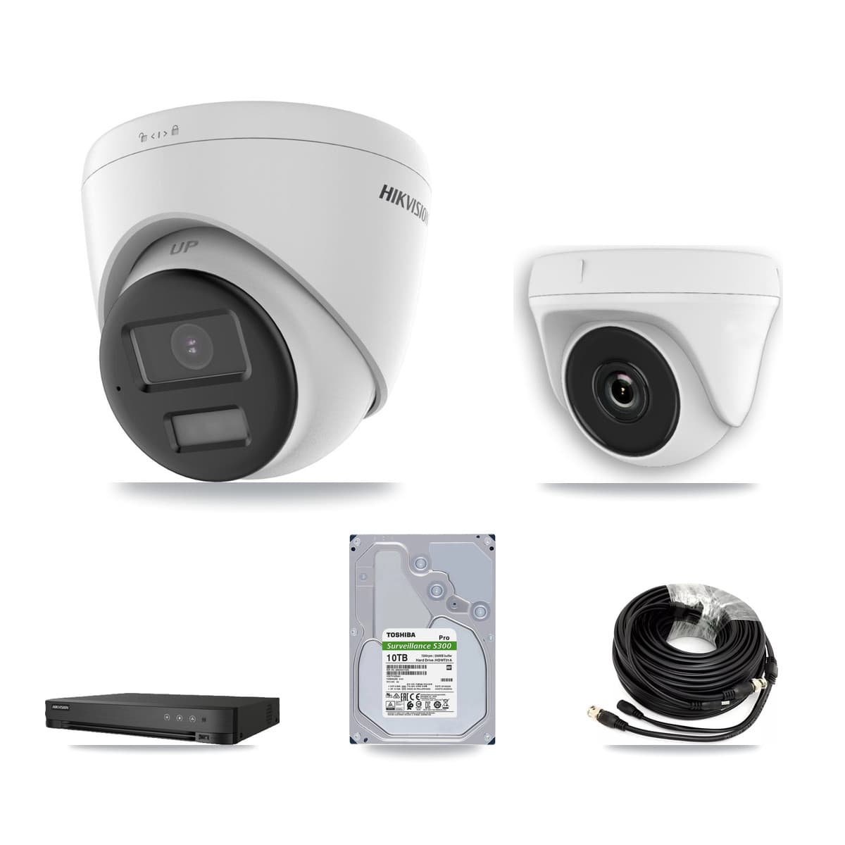 Hikvision 8-Channel 2MP – 4K CCTV Kit — 4 DS-2CE78U0T 4K Turret + 4 White HDT-2MP-N20W 2MP Dome Cameras + 10TB Recording - Image 1