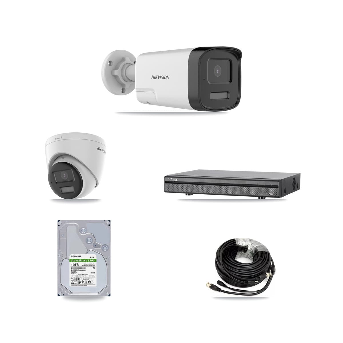 Hikvision & Dahua 8-Channel 5MP – 4K CCTV Kit — 4 DS-2CE17K0T 5MP Bullet + 2 DS-2CE78U0T 4K Turret Cameras + 10TB Recording (DH-XVR5108H Recorder)