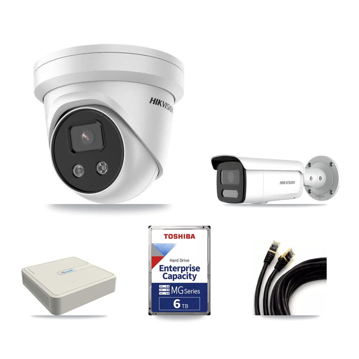 Hikvision & HiLook 8-Channel 4MP – 5MP CCTV Kit — 2 4MP Bullet + 6 5MP Turret Cameras + 6TB Recording