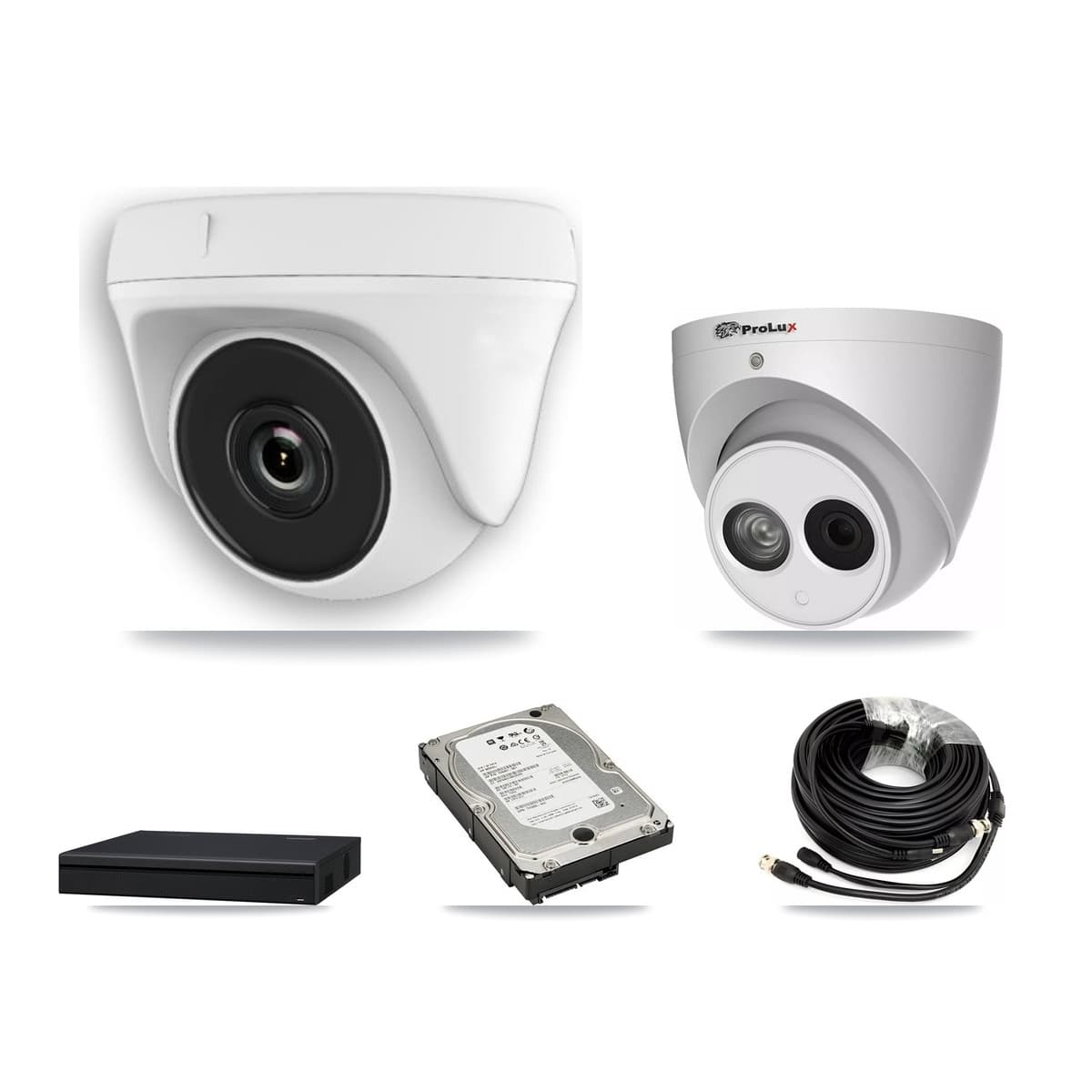 Prolux 8-Channel 2MP – 4MP CCTV Kit — 6 White 2MP Dome + 1 4MP Turret Cameras + 5TB Recording (XVR-3108AD Recorder)