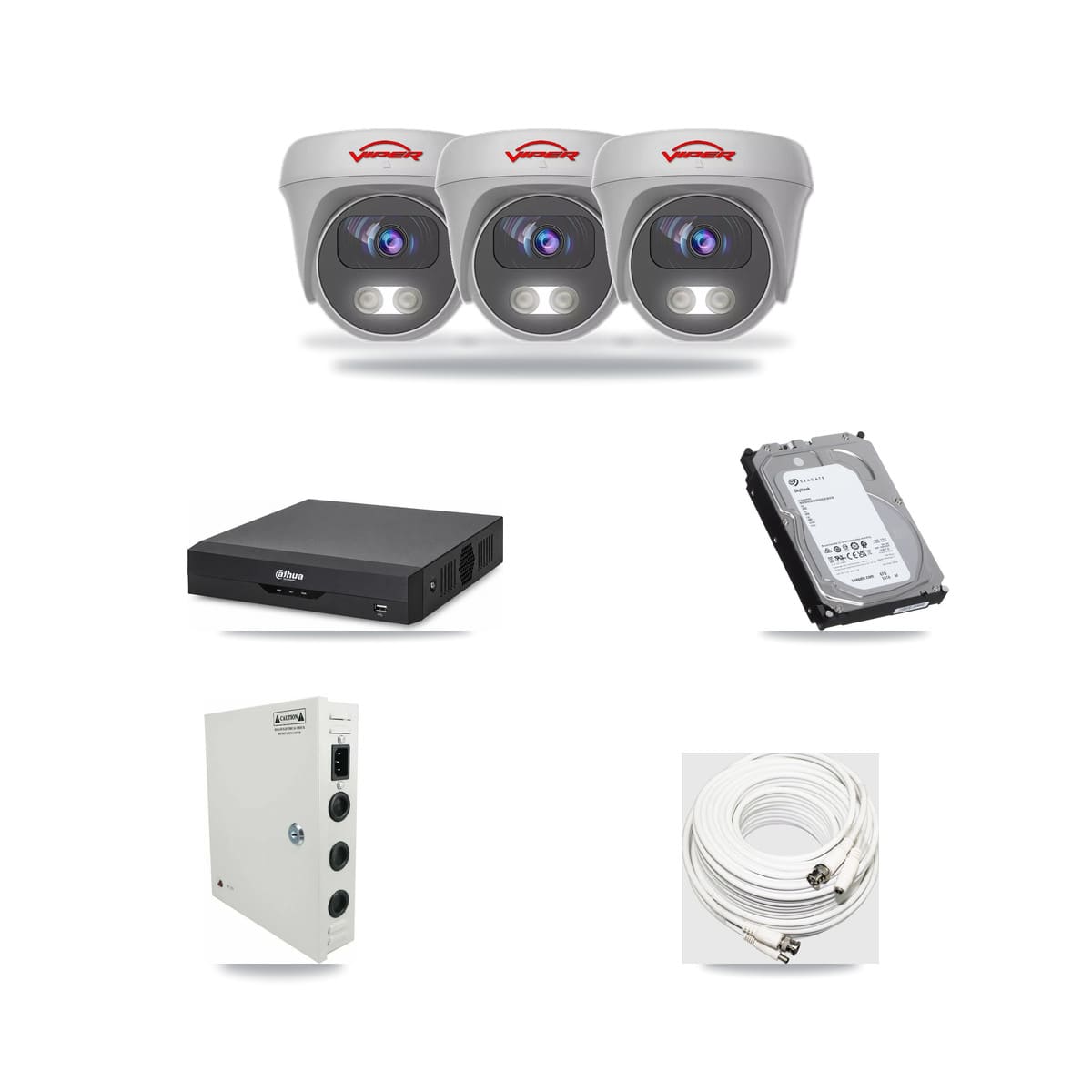 Dahua 4-channel CCTV kit: 3 cameras (3× 5MP Camera), 6TB hard drive