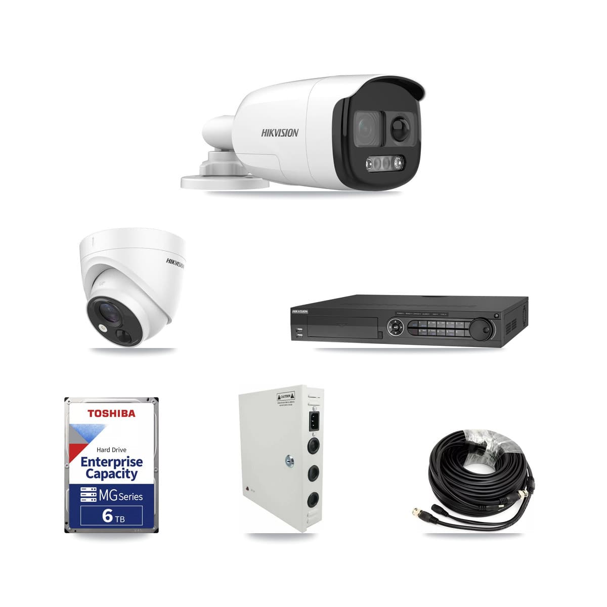 Hikvision 32-Channel 5MP CCTV Kit — 7 DS-2CE12KF3T Bullet + 7 DS-2CE71H0T Turret Cameras + 3× 6TB Recording