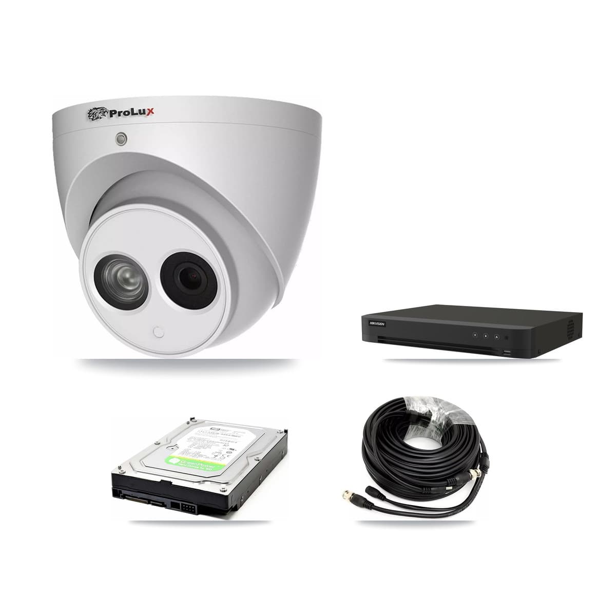 Prolux & Hikvision 8-Channel 4MP CCTV Kit — 1 PXC-612C4W-A-POC Turret Camera + 1TB Recording (IDS-7208HUHI-M1/XT Recorder)