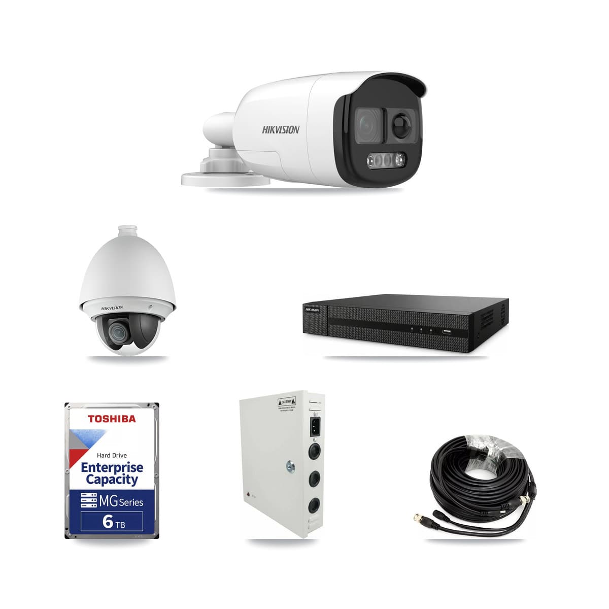 Hikvision 8-Channel 2MP – 5MP CCTV Kit — 1 2MP PTZ + 7 5MP Bullet Cameras + 6TB Recording - Image 1