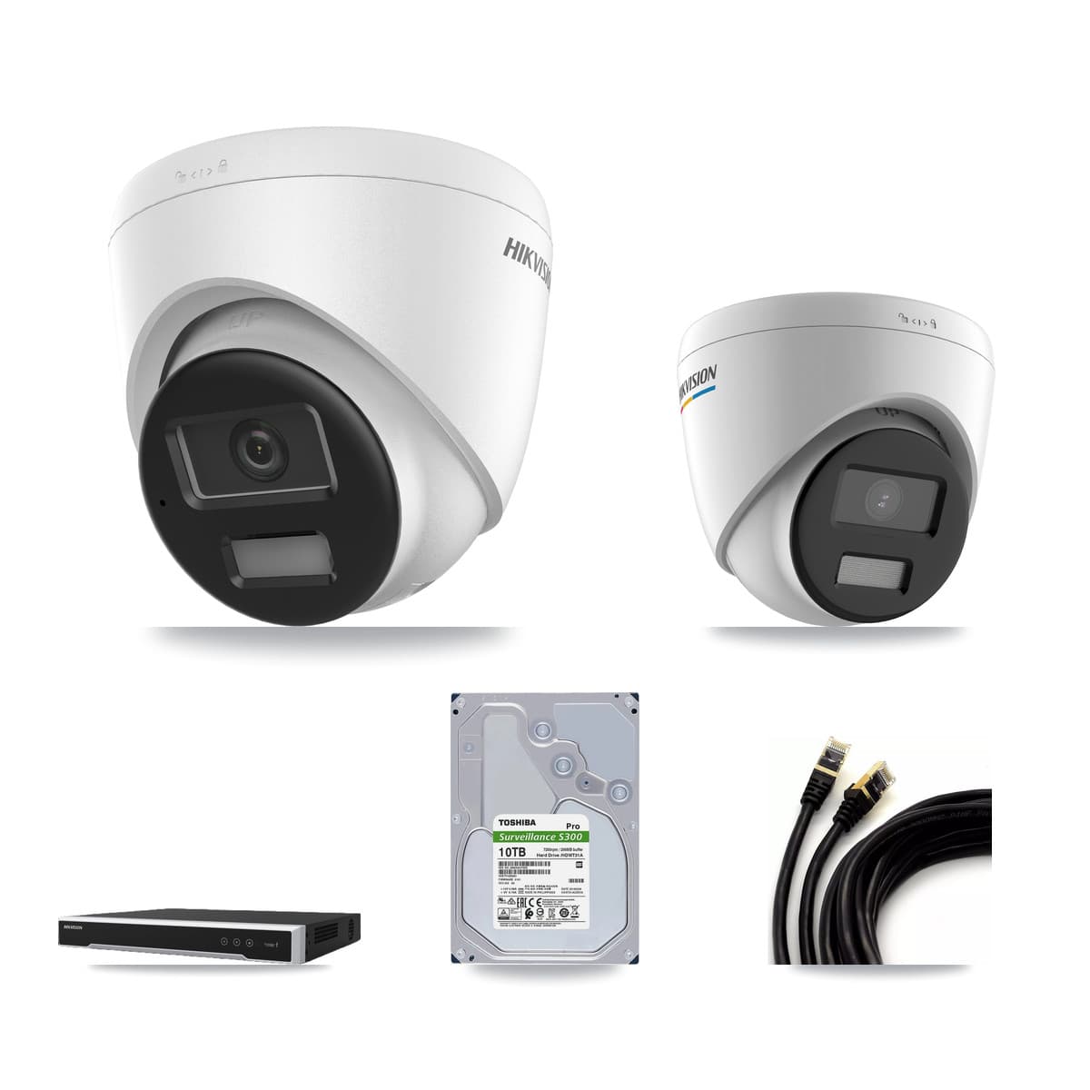Hikvision 8-Channel 2MP – 4K CCTV Kit — 1 2MP + 7 4K Turret Cameras + 2× 10TB Recording - Image 1