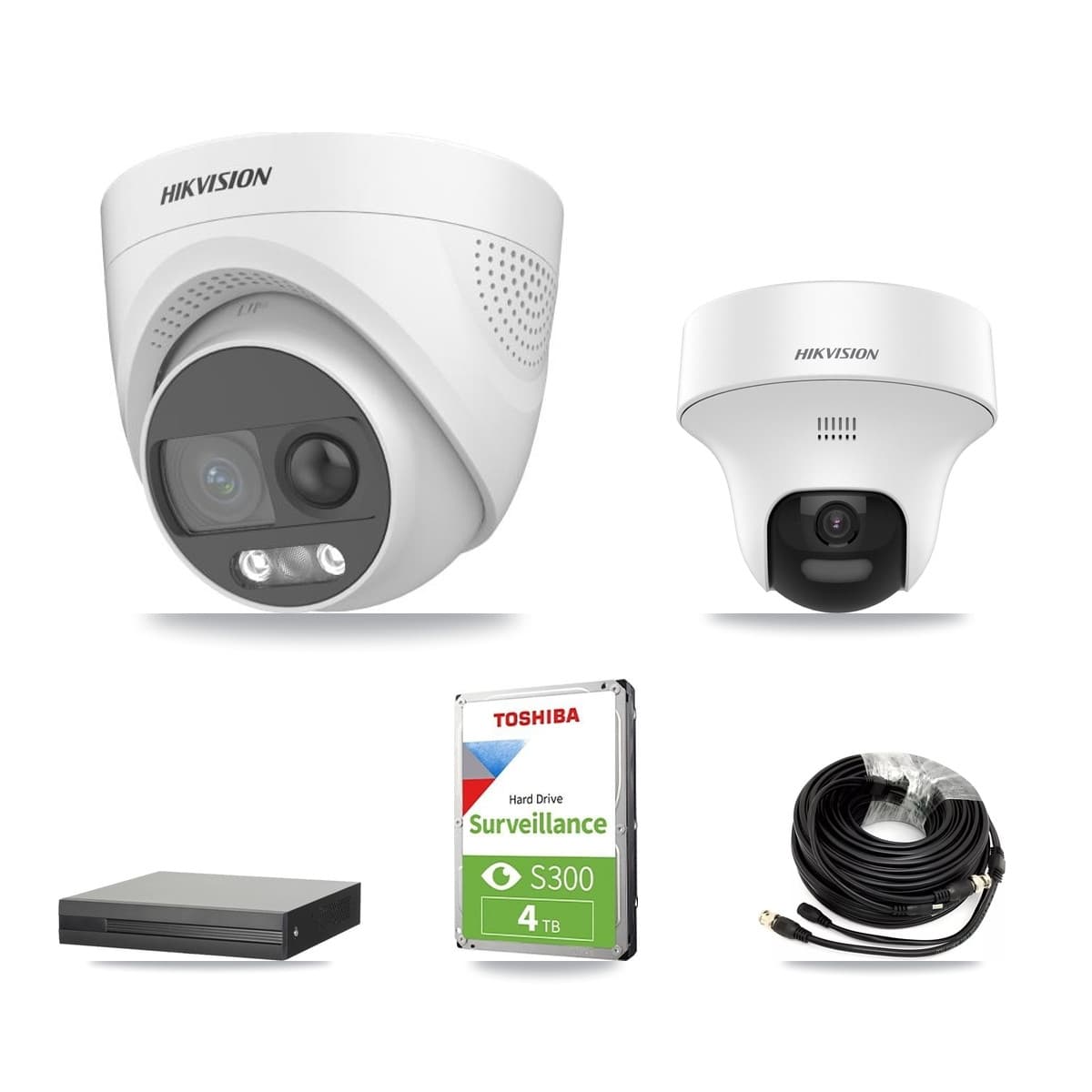 Hikvision 4-Channel 5MP CCTV Kit — 1 DS-2CE70K0T + 2 DS-2CE72KF3T Turret Cameras + 4TB Recording (XVR-3104HS Recorder) - Image 1