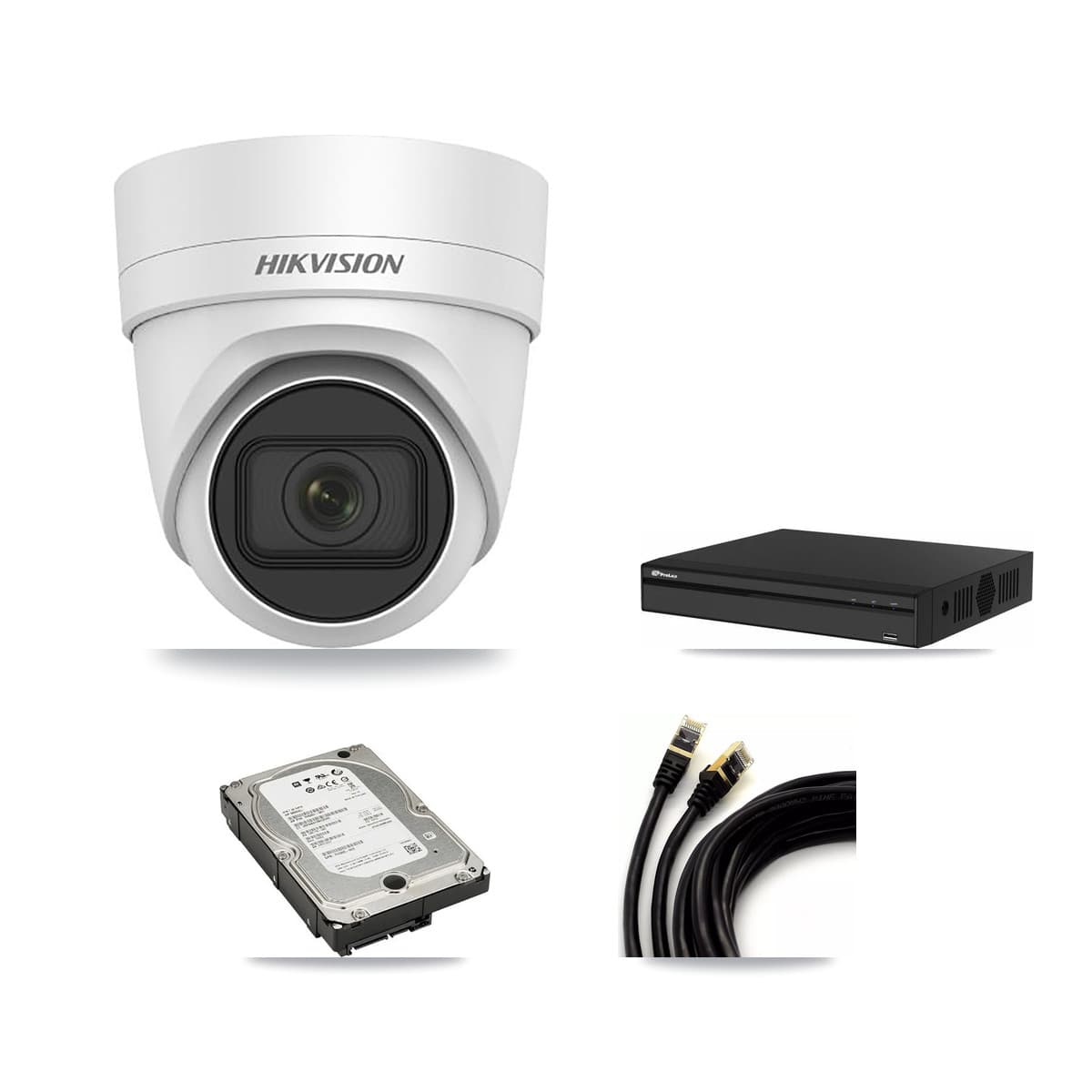 Hikvision & Prolux 4-Channel 4K CCTV Kit — 2 DS-2CD2H83G0 Turret Cameras + 5TB Recording