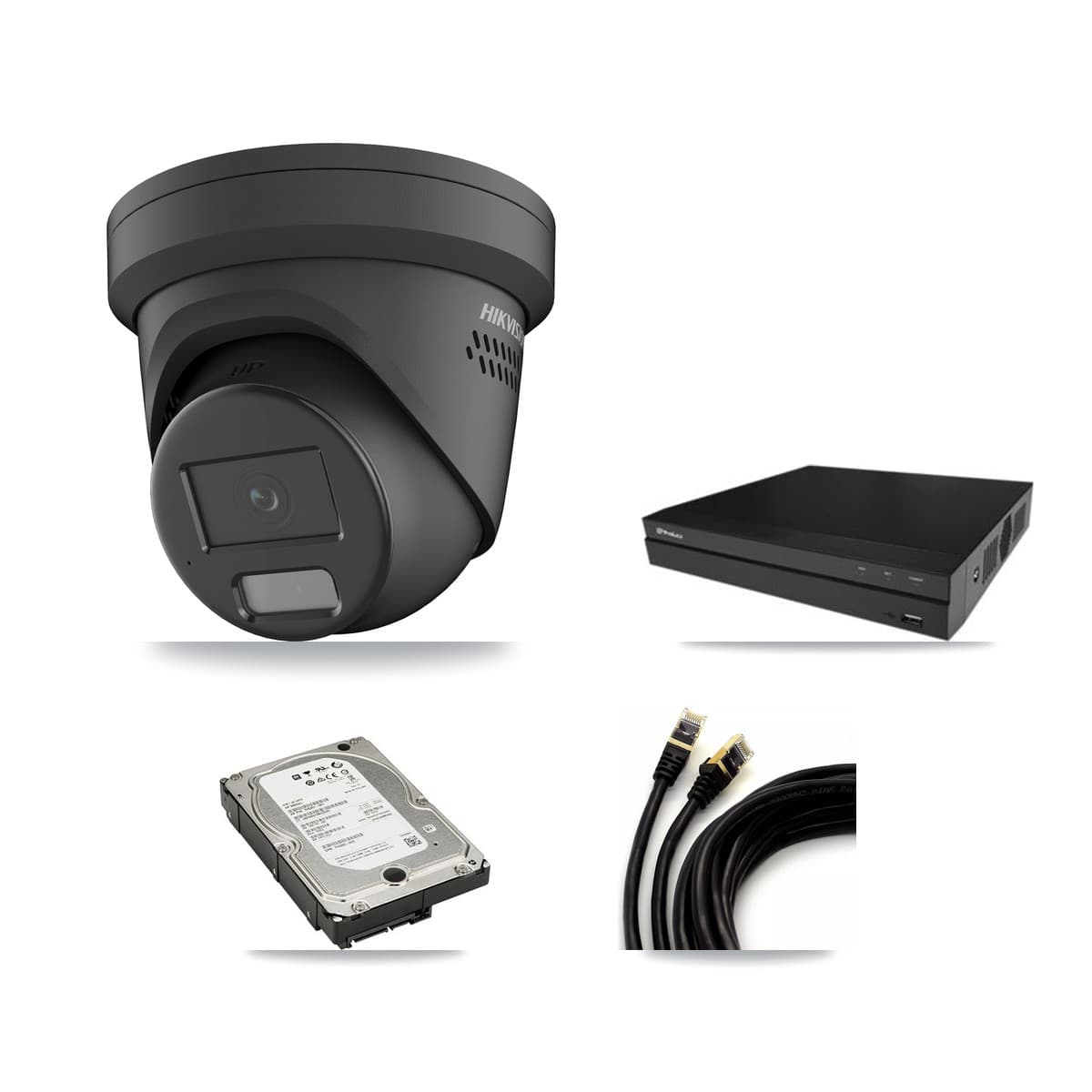 Hikvision & Prolux 16-Channel 4MP CCTV Kit — 4 Black Turret Cameras + 5TB Recording