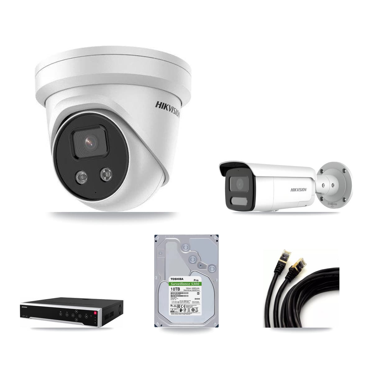 Hikvision 32-Channel 4MP – 5MP CCTV Kit — 5 4MP Bullet + 11 5MP Turret Cameras + 2× 10TB Recording - Image 1