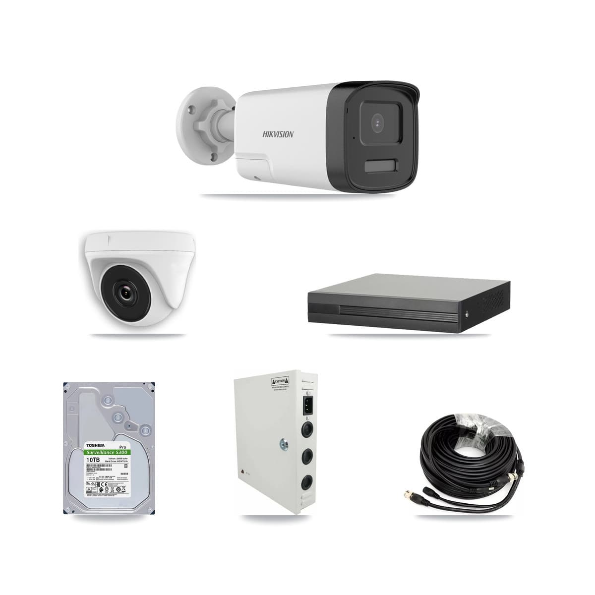 Hikvision 16-Channel 2MP – 5MP CCTV Kit — 5 DS-2CE17K0T 5MP Bullet + 5 White HDT-2MP-N20W 2MP Dome Cameras + 10TB Recording - Image 1
