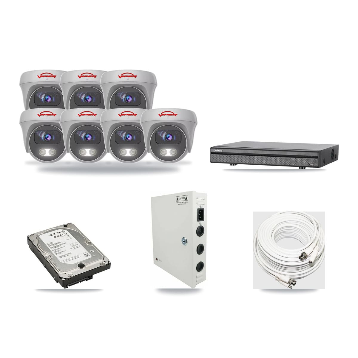 Dahua 8-channel CCTV kit: 7 cameras (7× 5MP Camera), 5TB hard drive