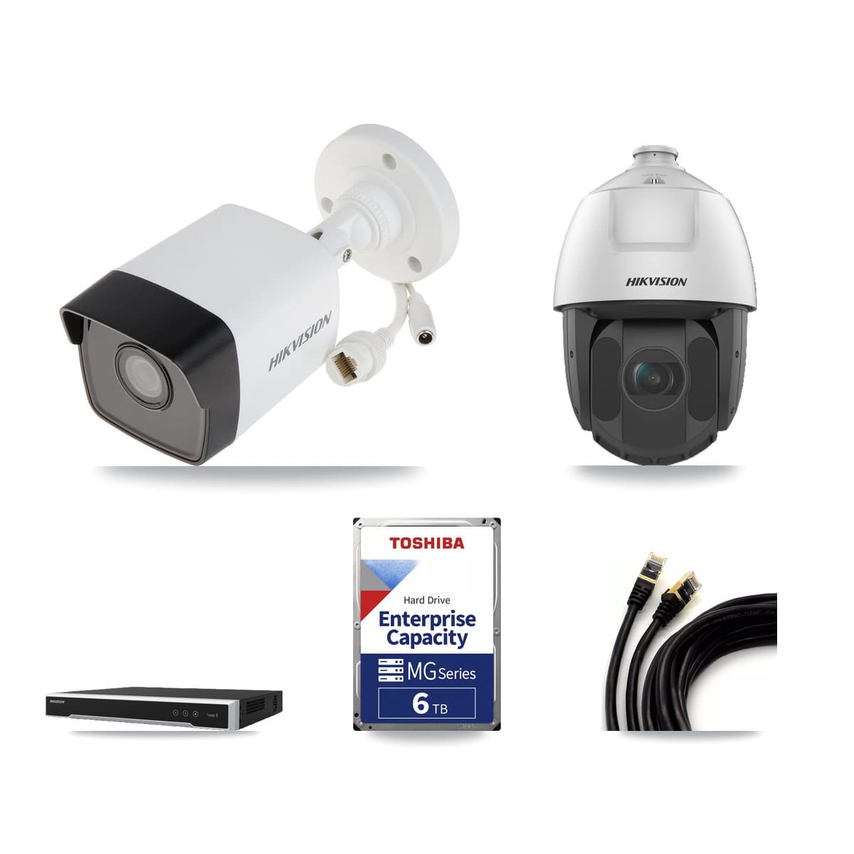Hikvision 16-Channel 2MP – 5MP CCTV Kit — 4 5MP Bullet + 1 2MP PTZ Cameras + 6TB Recording - Image 1