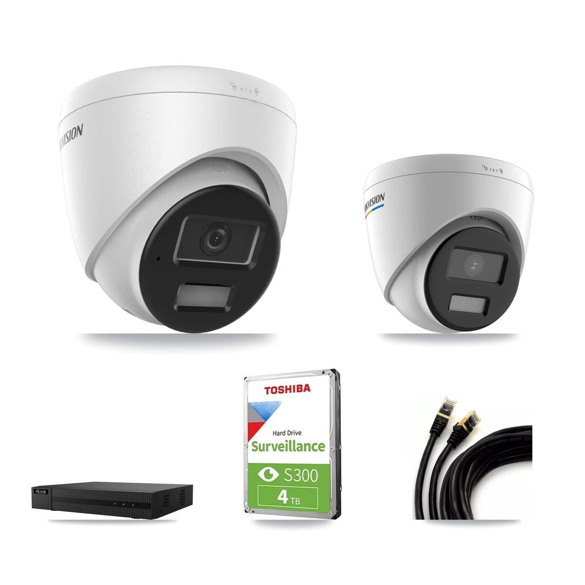 Hikvision & HiLook 8-Channel 2MP – 4MP CCTV Kit — 1 2MP + 2 4MP Turret Cameras + 4TB Recording (NVR-108MH-D Recorder) - Image 1