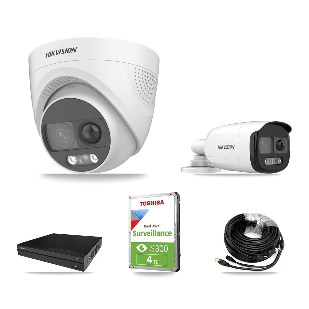 Hikvision & Prolux 8-Channel 5MP CCTV Kit — 1 DS-2CE12KF3T Bullet + 2 DS-2CE72KF3T Turret Cameras + 4TB Recording - Image 1