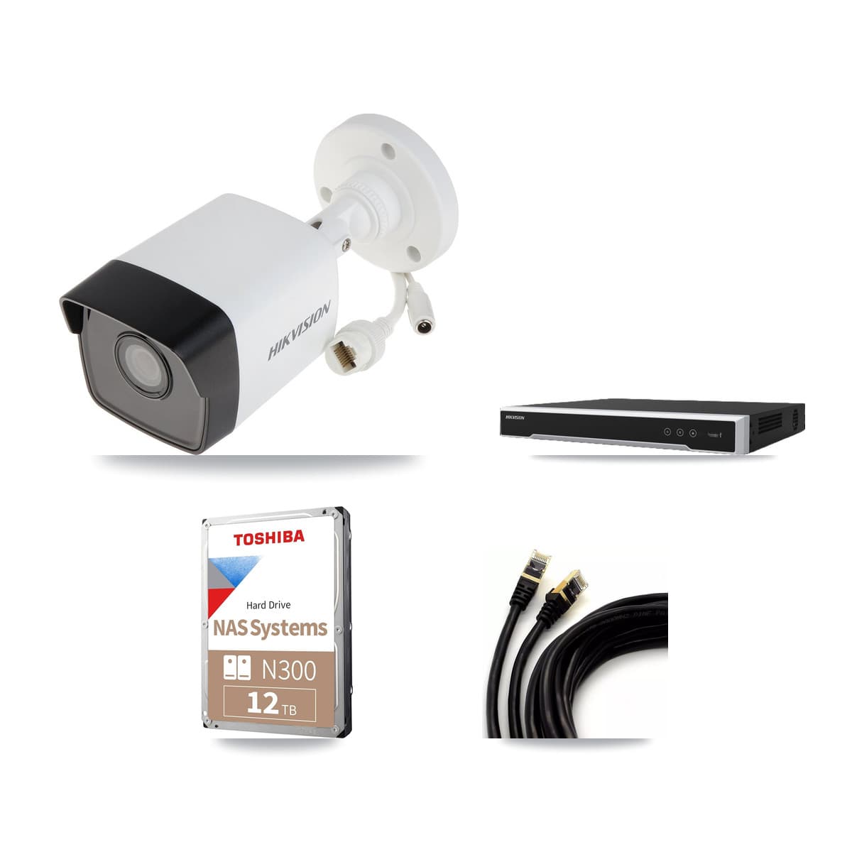 Hikvision 8-Channel 5MP CCTV Kit — 8 DS-2CD1053G0 Bullet Cameras + 12TB Recording