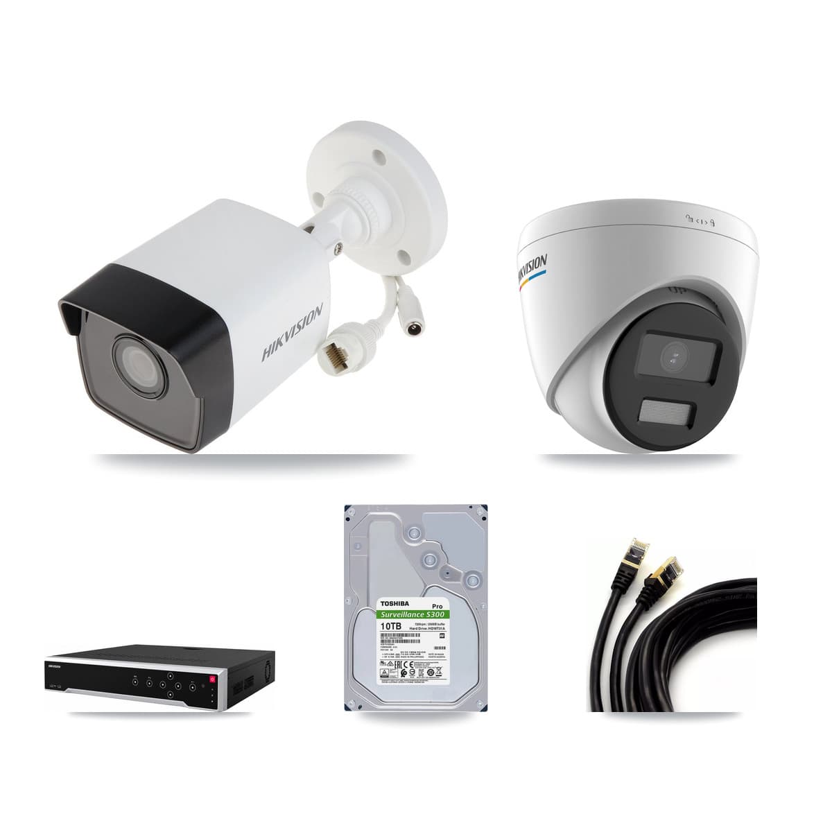 Hikvision 32-Channel 2MP – 5MP CCTV Kit — 6 5MP Bullet + 3 2MP Turret Cameras + 10TB Recording
