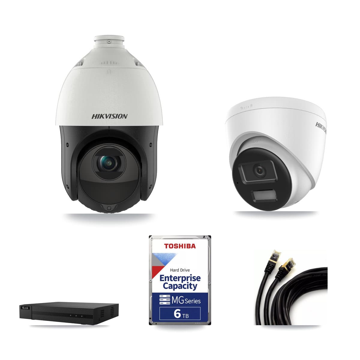 Hikvision & HiLook 8-Channel 4MP – 4K CCTV Kit — 1 4K Turret + 6 4MP PTZ Cameras + 6TB Recording - Image 1