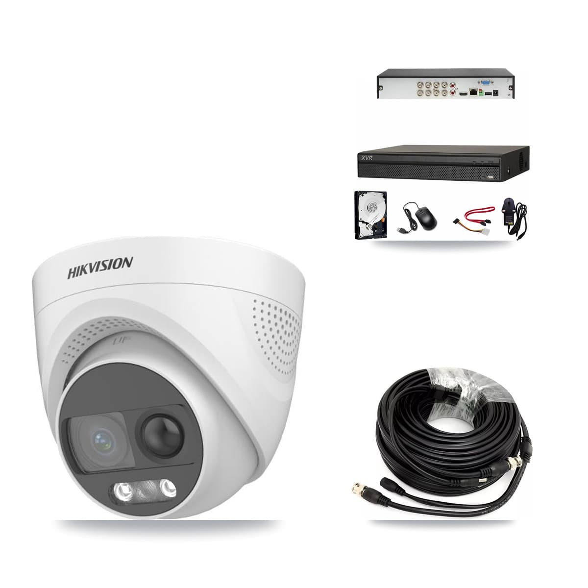 Hikvision & Dahua 8-Channel 5MP CCTV Kit — 2 DS-2CE72KF3T Turret Cameras + 3TB Recording (XVR-3108AD Recorder) - Image 1