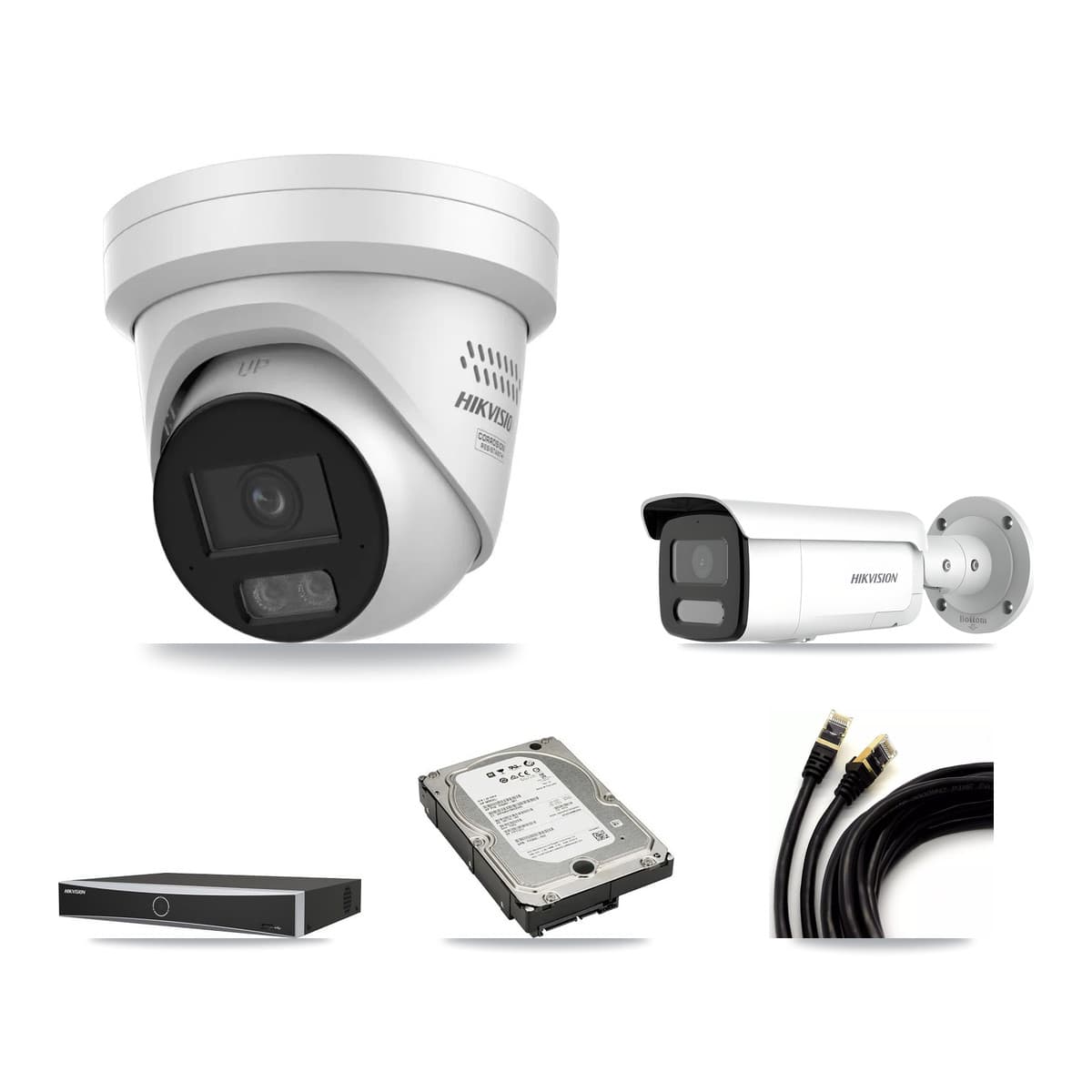 Hikvision 4-Channel 4MP CCTV Kit — 3 Turret + 1 Bullet Cameras + 5TB Recording