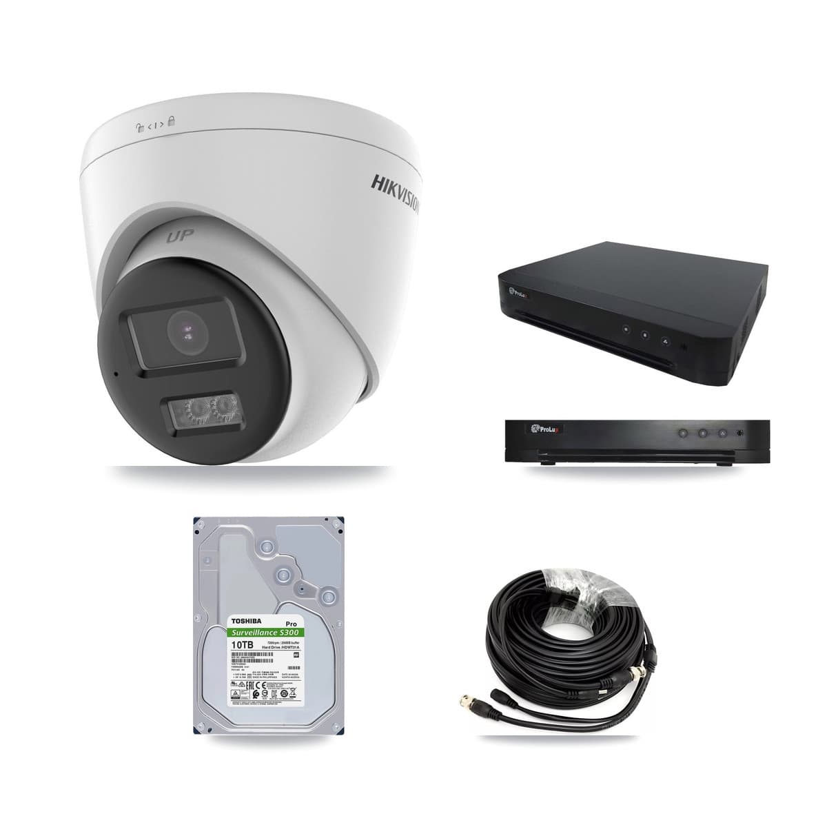 Hikvision & Prolux 16-Channel 5MP CCTV Kit — 8 DS-2CE78K0T-LTS Turret Cameras + 10TB Recording (PXD-8216-HYK4MP Recorder) - Image 1