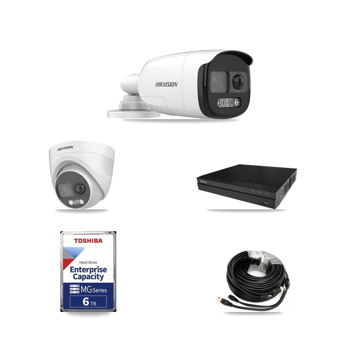 Hikvision & Prolux 8-Channel 5MP CCTV Kit — 2 Bullet + 2 Turret Cameras + 2× 6TB Recording