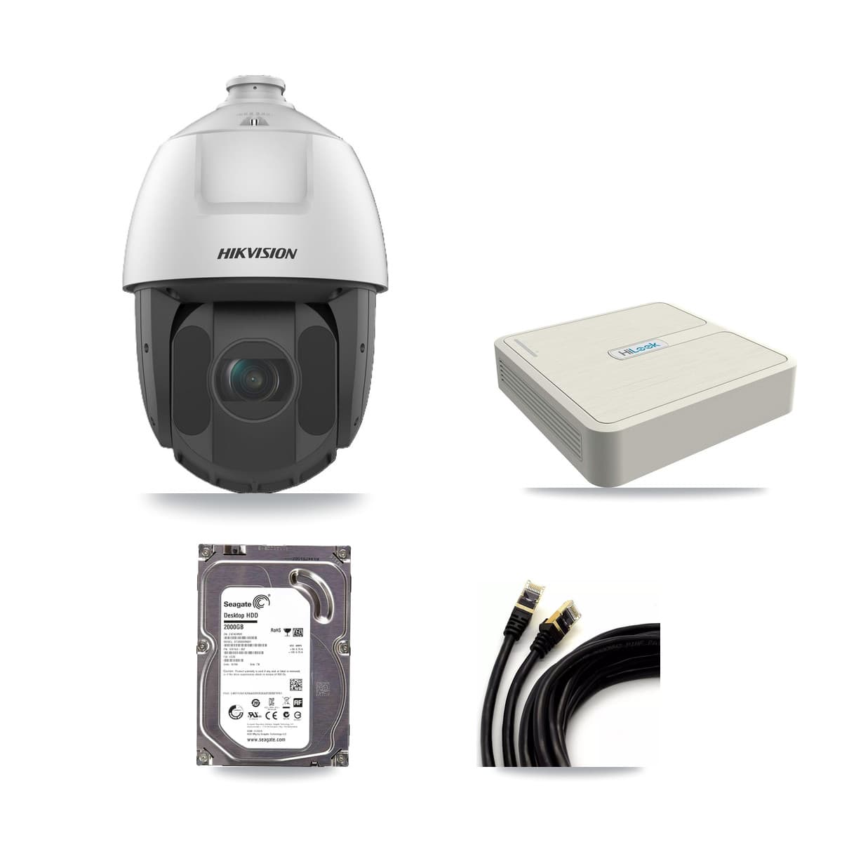 Hikvision & HiLook 8-Channel 2MP CCTV Kit — 3 PTZ Cameras + 2TB Recording (NVR-108H-D Recorder) - Image 1