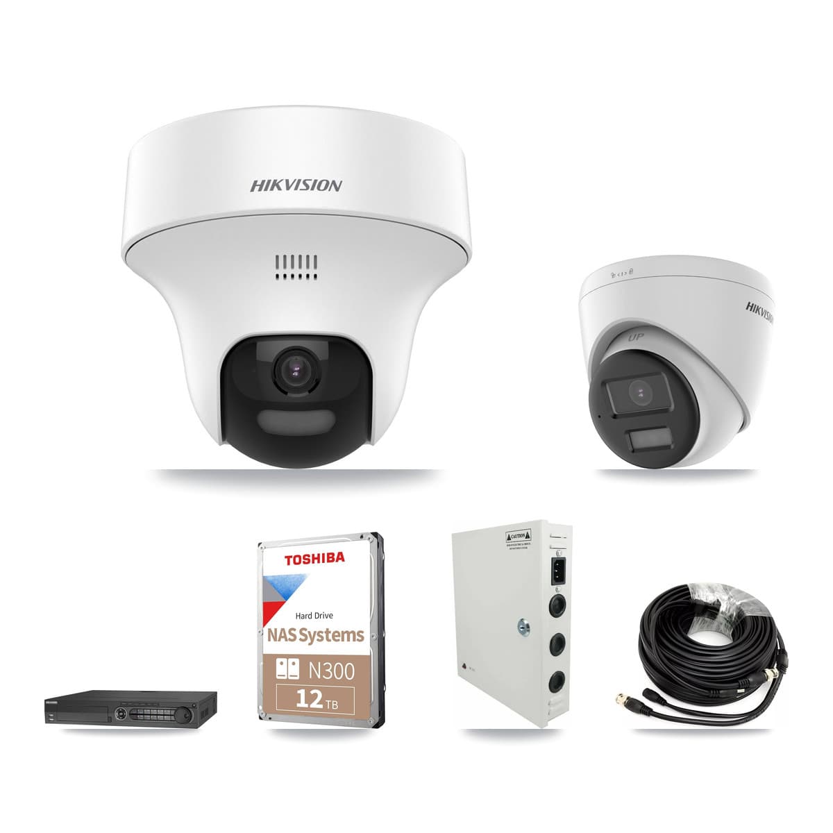 Hikvision 32-Channel 5MP CCTV Kit — 5 DS-2CE70K0T + 5 DS-2CE78K0T Turret Cameras + 12TB Recording