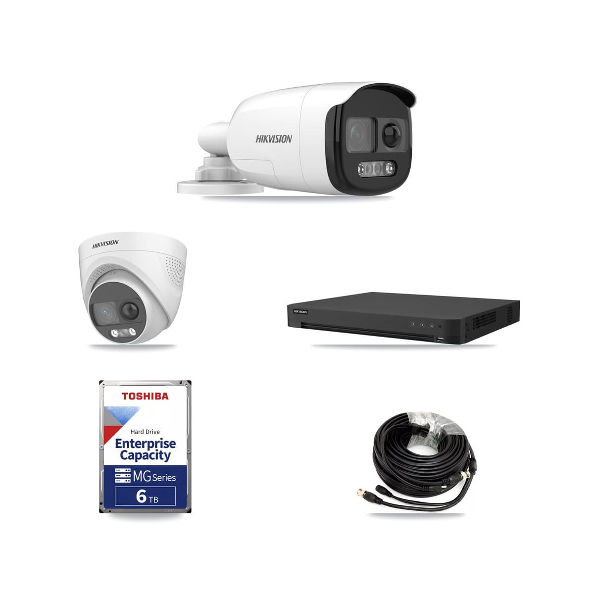 Hikvision 16-Channel 5MP CCTV Kit — 1 DS-2CE12KF3T Bullet + 1 DS-2CE72KF3T Turret Cameras + 6TB Recording (IDS-7216HUHI Recorder) - Image 1