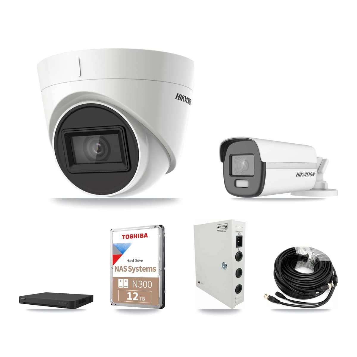 Hikvision 16-Channel 4K CCTV Kit — 1 DS-2CE12UF3T Bullet + 14 DS-2CE78U1T Turret Cameras + 2× 12TB Recording