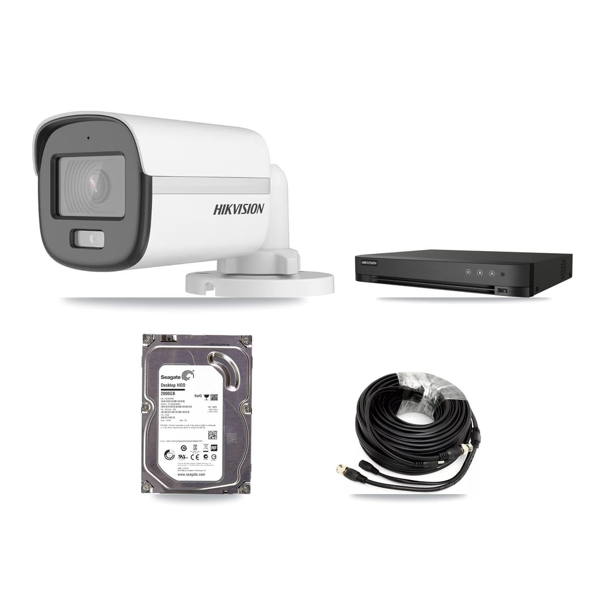 Hikvision 4-Channel 5MP CCTV Kit — 1 DS-2CE12KF0T Bullet Camera + 2TB Recording (DS-7204HUHI Recorder) - Image 1