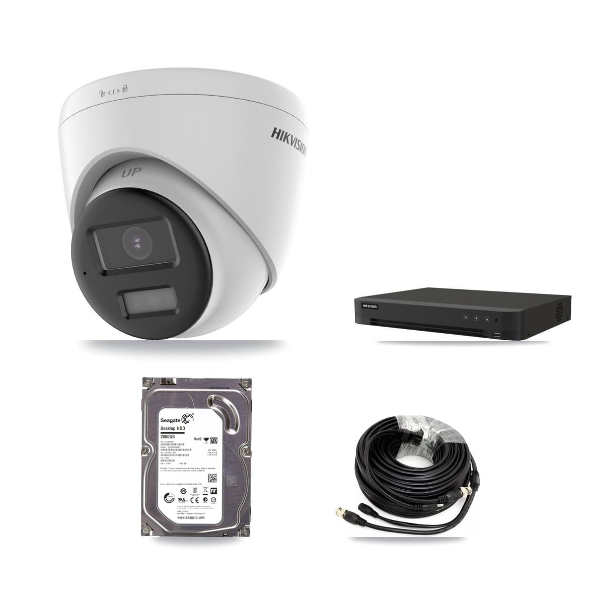 Hikvision 8-Channel 5MP CCTV Kit — 1 DS-2CE78K0T-LPTS Turret Camera + 2TB Recording (IDS-7208HUHI-M1/XT Recorder) - Image 1