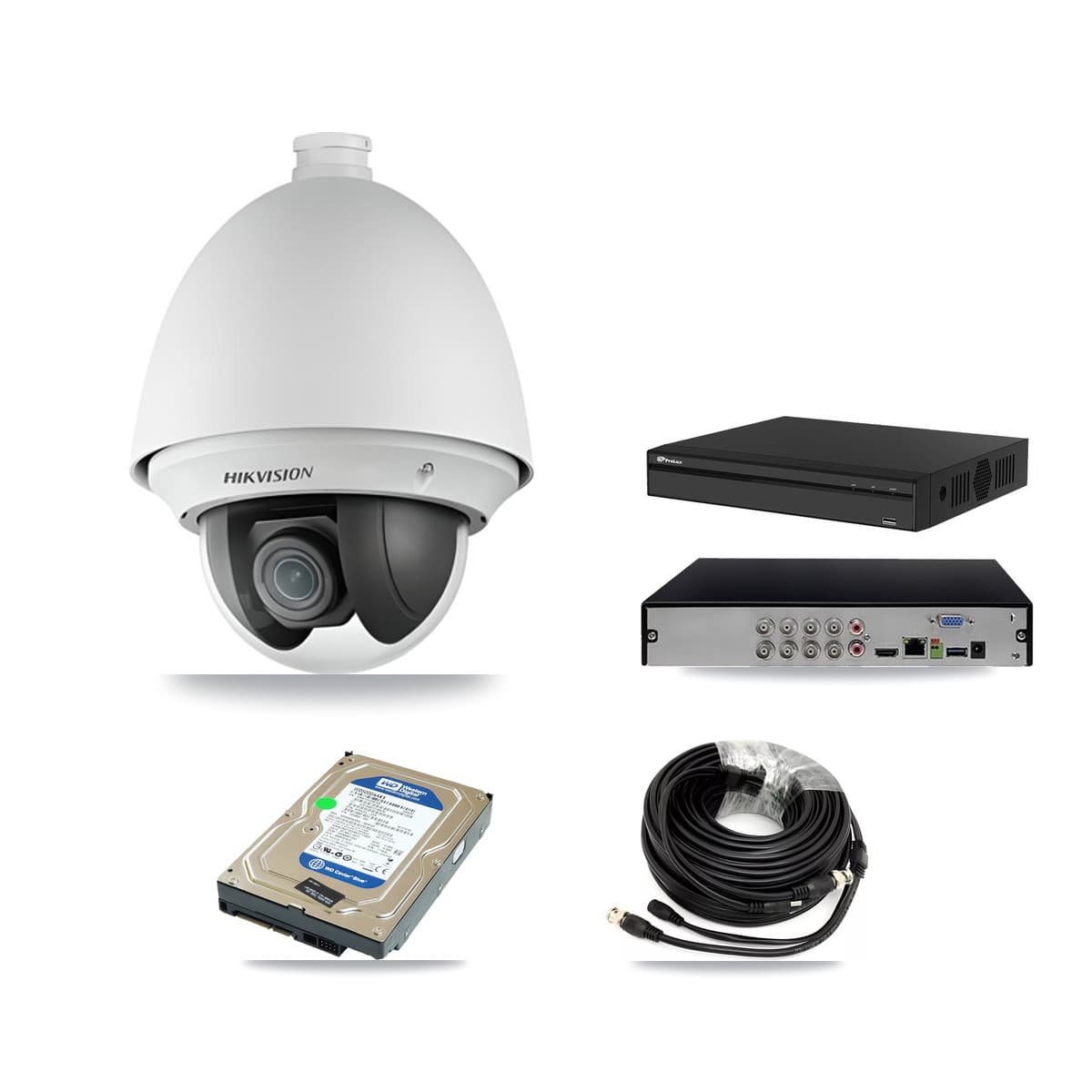 Hikvision & Prolux 8-Channel 2MP CCTV Kit — 1 PTZ Camera + 500GB Recording (PXD-5108HS Recorder)