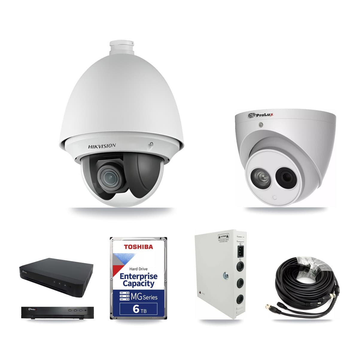 Hikvision & Prolux 16-Channel 2MP – 4MP CCTV Kit — 7 2MP PTZ + 1 4MP Turret Cameras + 6TB Recording (PXD-8216 Recorder) - Image 1