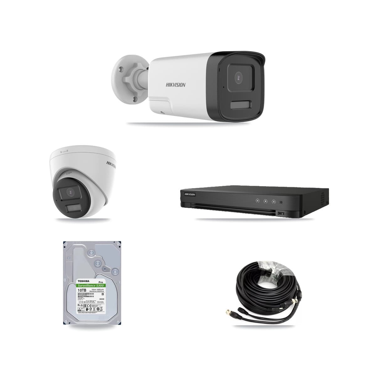 Hikvision 8-Channel 5MP – 4K CCTV Kit — 4 DS-2CE17K0T-LXTS 5MP Bullet + 2 DS-2CE78U0T-LPTS 4K Turret Cameras + 10TB Recording (IDS-7208HUHI-M1/E Recorder)