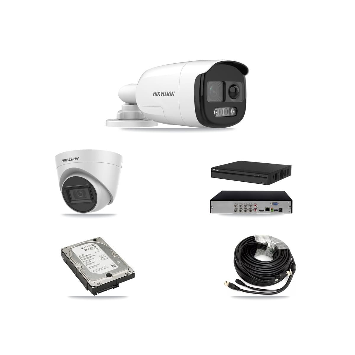 Hikvision & Prolux 8-Channel 5MP CCTV Kit — 2 Bullet + 2 White Turret Cameras + 5TB Recording - Image 1