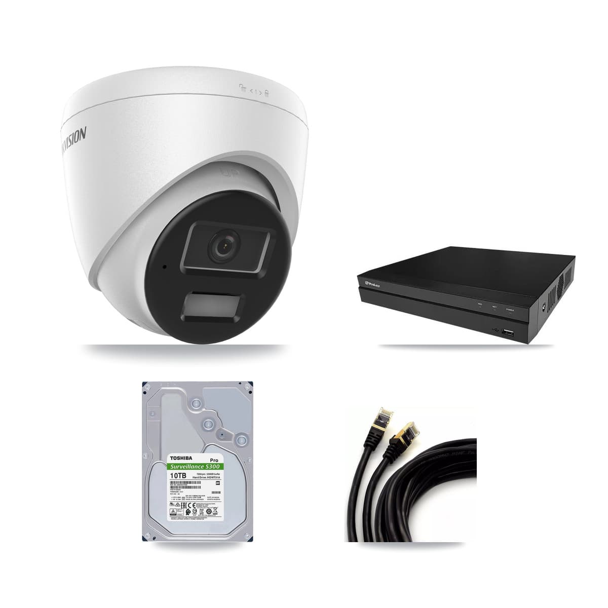 Hikvision & Prolux 8-Channel 4MP CCTV Kit — 8 DS-2CD1343G2 Turret Cameras + 10TB Recording