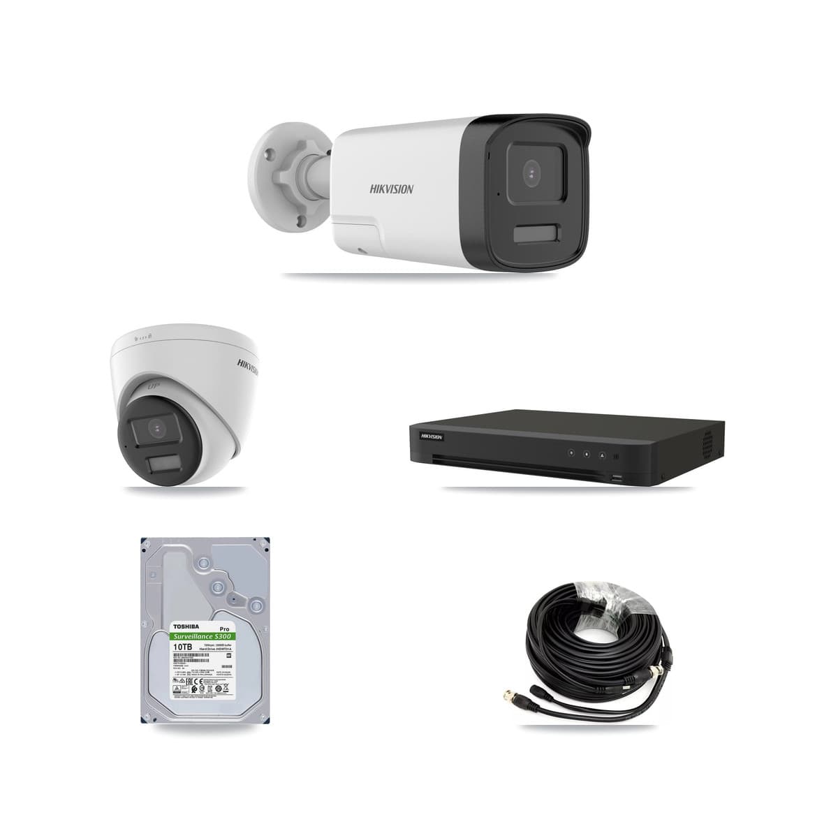 Hikvision 8-Channel 5MP – 4K CCTV Kit — 4 DS-2CE17K0T-LXTS 5MP Bullet + 2 DS-2CE78U0T-LPTS 4K Turret Cameras + 10TB Recording (IDS-7208HUHI-M1/XT Recorder) - Image 1