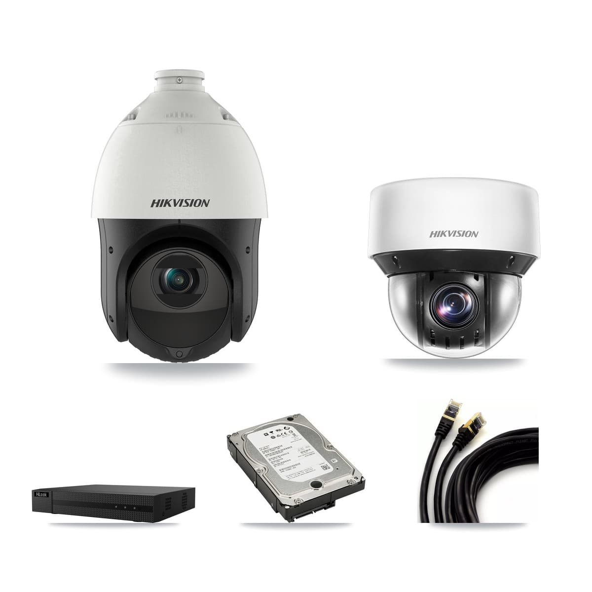 Hikvision & HiLook 8-Channel 4MP CCTV Kit — 2 DS-2DE4425IW + 2 DS-2DE4A425IW PTZ Cameras + 5TB Recording (NVR-108MH-D Recorder) - Image 1