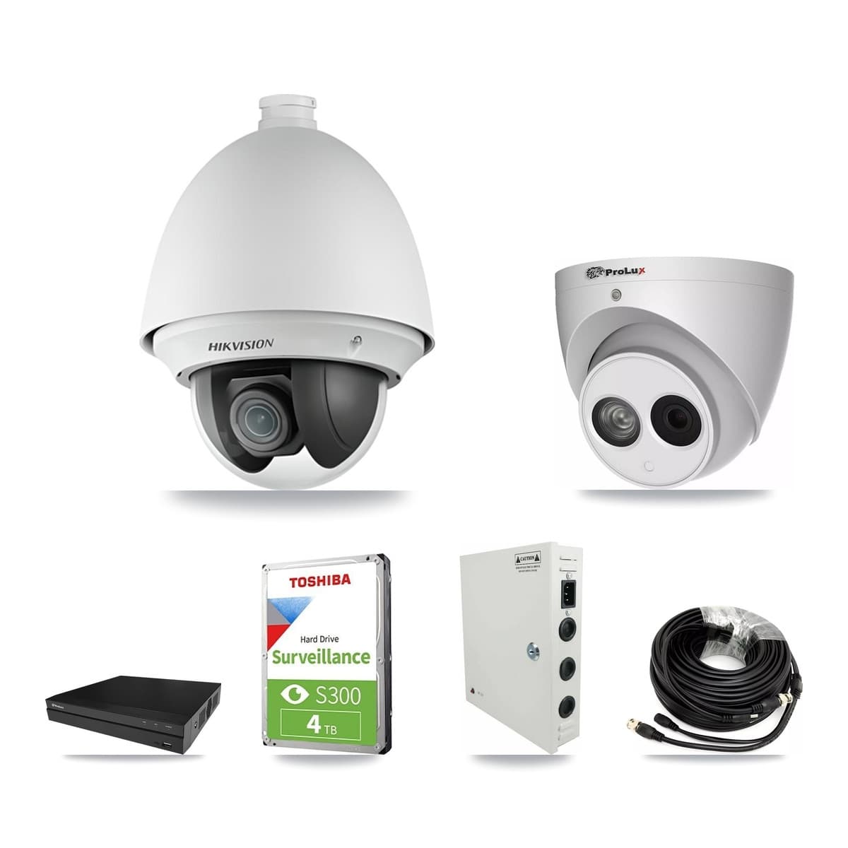 Hikvision & Prolux 8-Channel 2MP – 4MP CCTV Kit — 4 2MP PTZ + 1 4MP Turret Cameras + 4TB Recording (PXD-5208AN Recorder) - Image 1