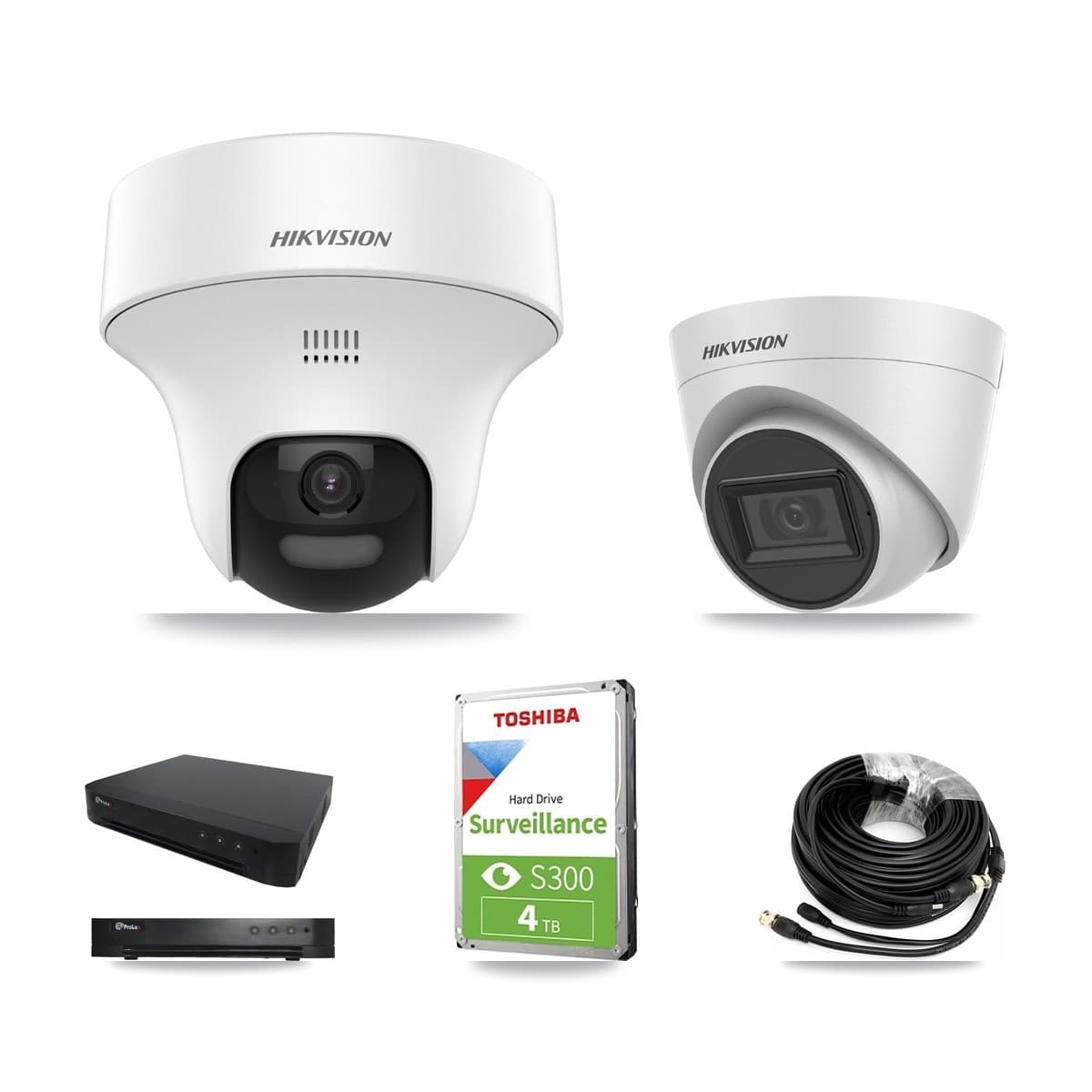 Hikvision & Prolux 16-Channel 5MP CCTV Kit — 2 DS-2CE70K0T + 1 DS-2CE78H0T Turret Cameras + 4TB Recording - Image 1