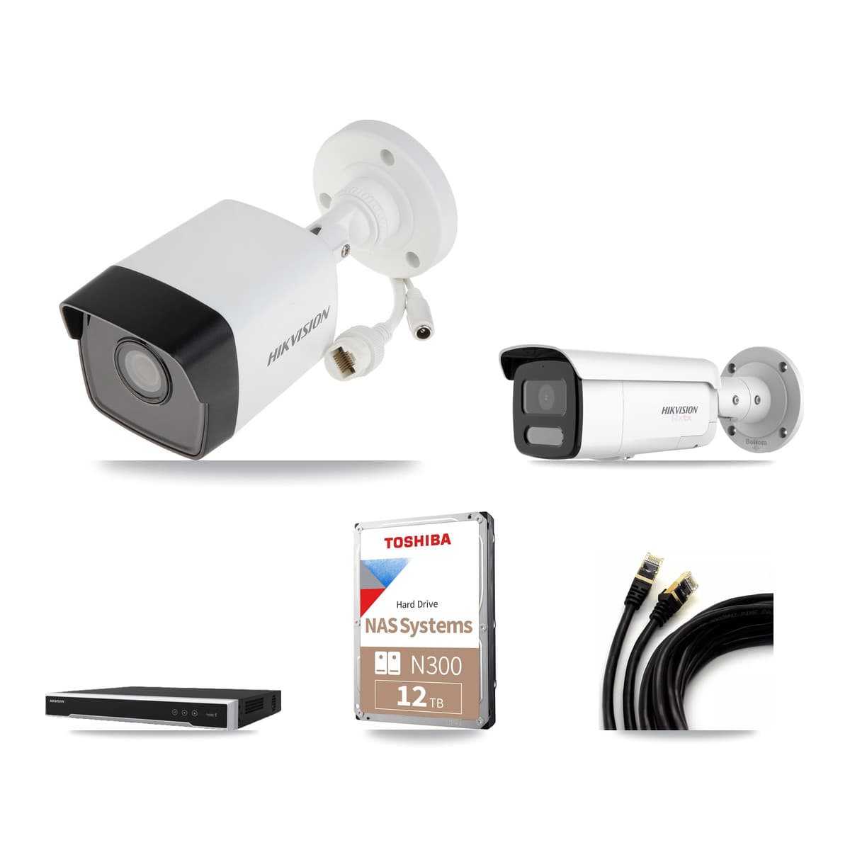 Hikvision 16-Channel 5MP – 4K CCTV Kit — 6 5MP + 6 4K Bullet Cameras + 2× 12TB Recording