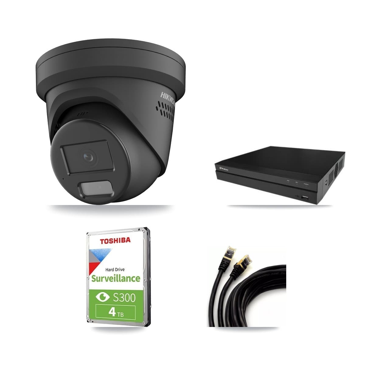 Hikvision & Prolux 16-Channel 4MP CCTV Kit — 3 Black Turret Cameras + 4TB Recording - Image 1