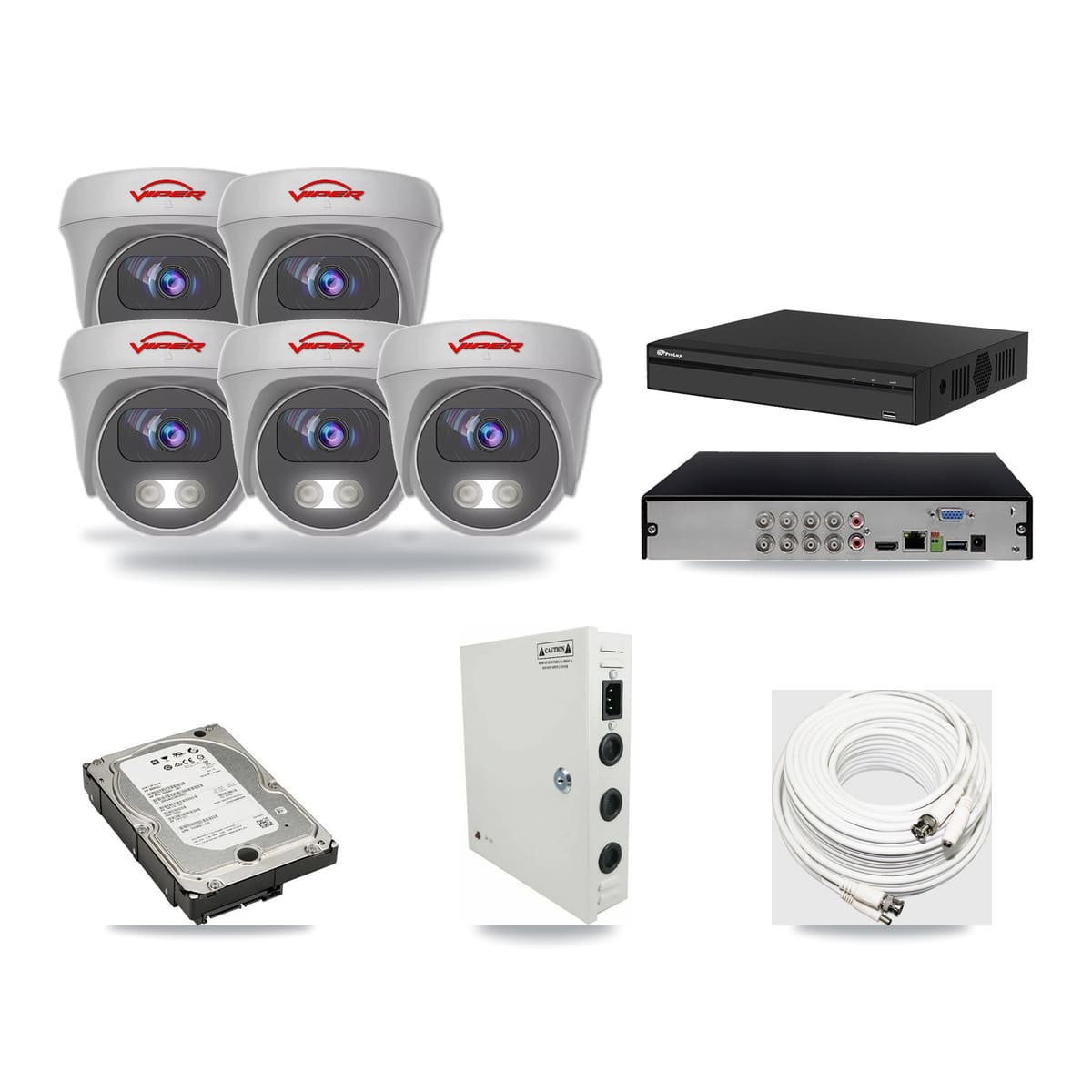 Prolux 8-channel CCTV kit: 5 cameras (5× 5MP Camera), 5TB hard drive