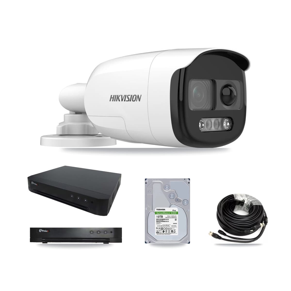 Hikvision & Prolux 16-Channel 5MP CCTV Kit — 8 DS-2CE12KF3T Bullet Cameras + 10TB Recording - Image 1