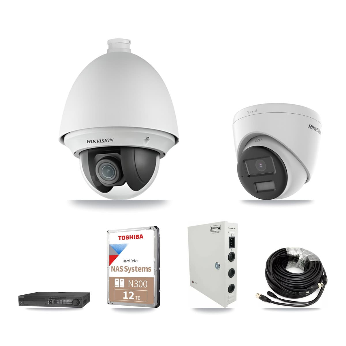 Hikvision 32-Channel 2MP – 4K CCTV Kit — 15 DS-2AE4225T 2MP PTZ + 15 DS-2CE78U0T 4K Turret Cameras + 4× 12TB Recording - Image 1