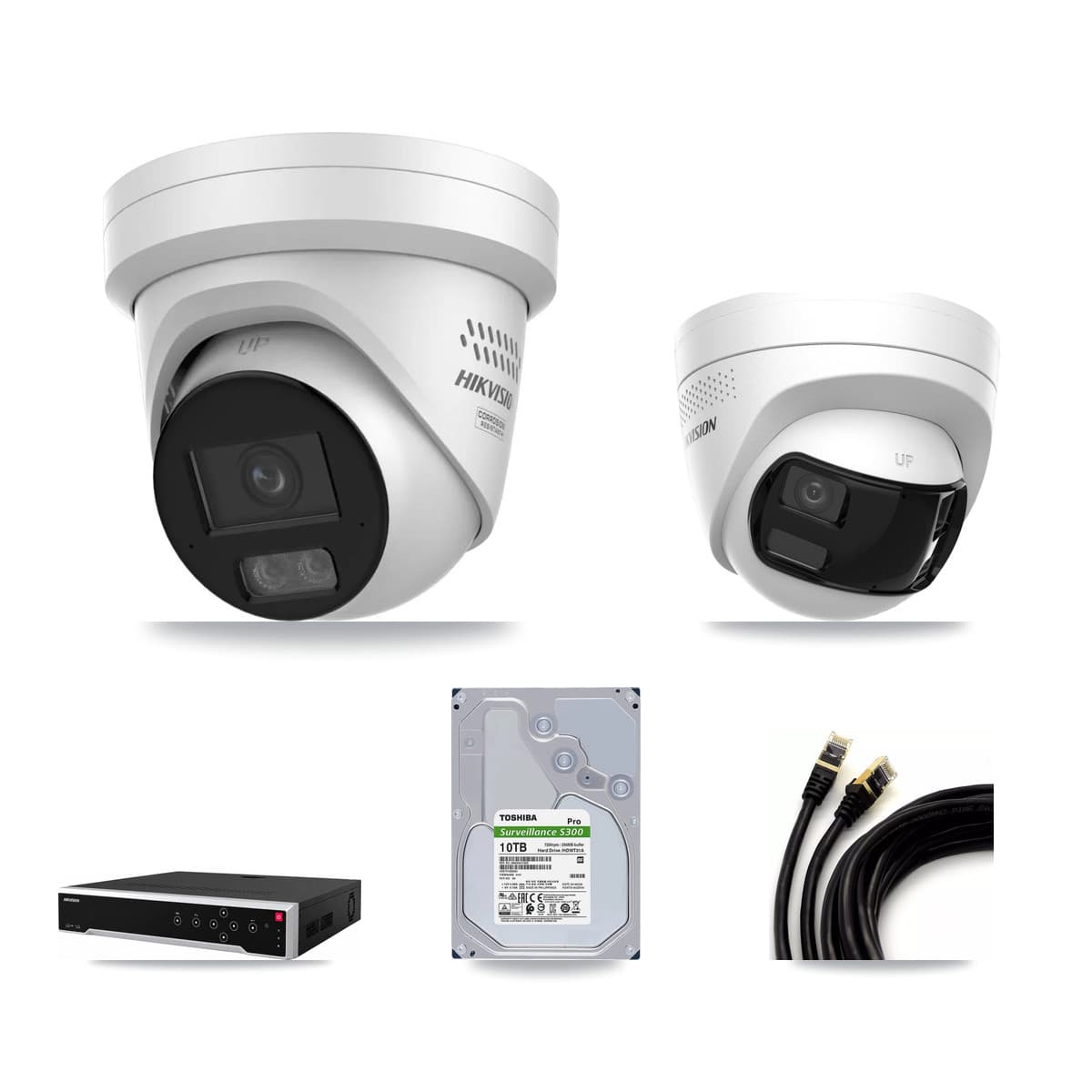 Hikvision 32-Channel 4MP – 4K CCTV Kit — 1 DS-2CD1383G2P 4K + 13 DS-2CD2347G3 4MP Turret Cameras + 2× 10TB Recording - Image 1