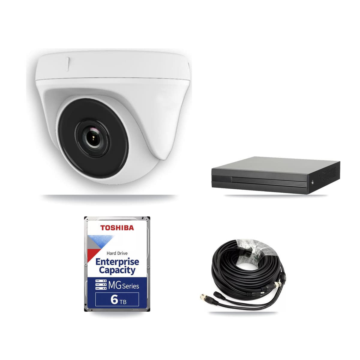 8-Channel 2MP CCTV Kit — 4 White Dome Cameras + 6TB Recording (XVR-3108HS Recorder)