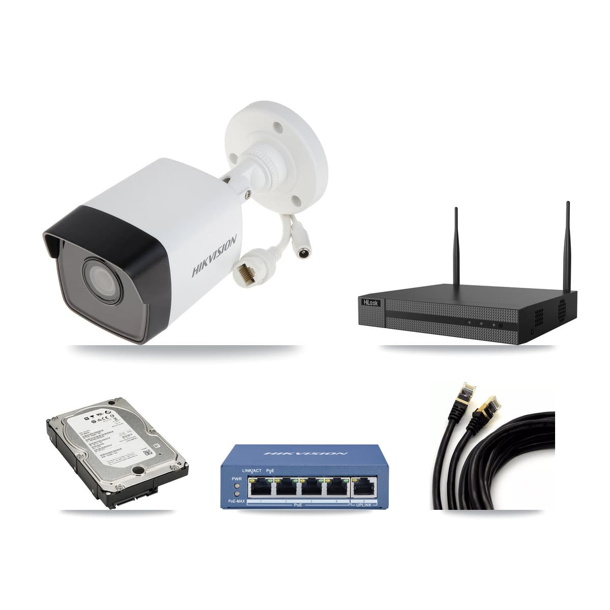 Hikvision & HiLook 4-Channel 5MP CCTV Kit — 4 Bullet Cameras + 5TB Recording - Image 1