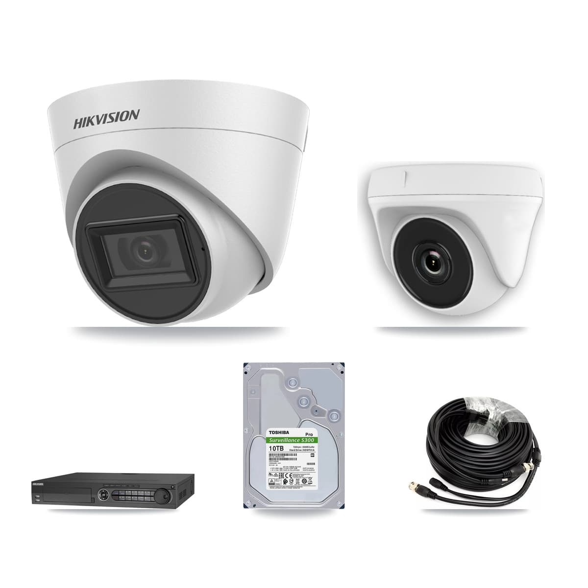 Hikvision 32-Channel 2MP – 5MP CCTV Kit — 7 White 5MP Turret + 1 White 2MP Dome Cameras + 10TB Recording (DS-7332HQHI Recorder) - Image 1